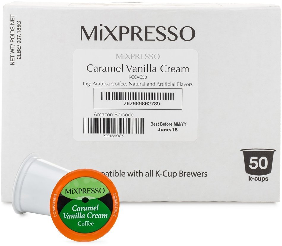 50 Caramel Vanilla Cream K Cups - For All Keurig Machines - by Mixpresso Coffee N2