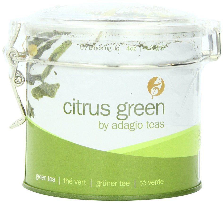 Adagio Teas Clear-Top Tin Green Tea, Citrus Green, 4 Ounce