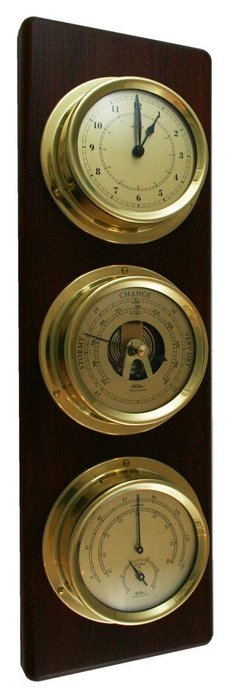 Ambient Weather Fischer Instruments 1538-22-B Weather Center with Brass Temperature and Humidity, Quartz Clock...