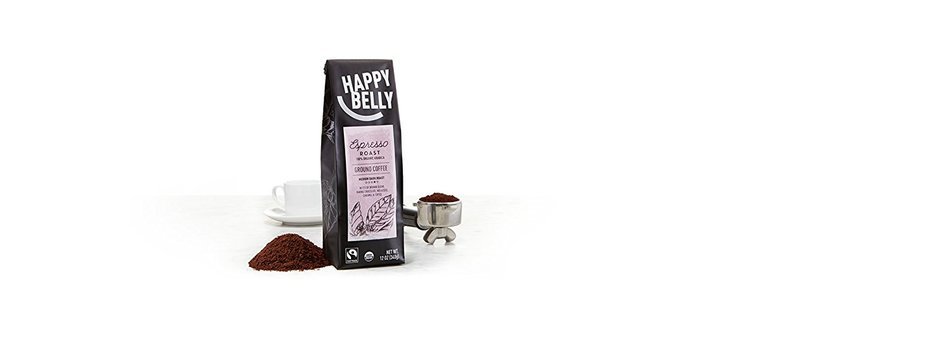 Happy Belly Espresso Roast Organic Fairtrade Coffee, Medium Dark Roast, Ground, 12 ounce N4