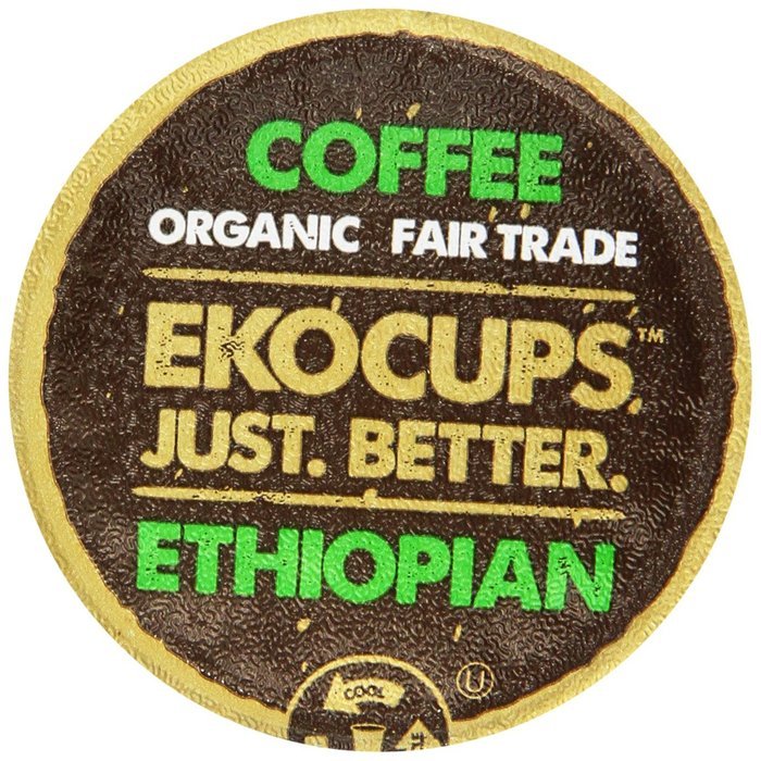 EKOCUPS Organic Artisan Coffee, Ethiopian, Medium roast for Keurig K-cup single serve Brewers, Each 0.45 Oz,...