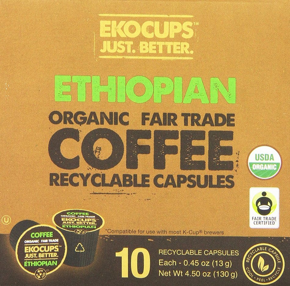 EKOCUPS Organic Artisan Coffee, Ethiopian, Medium roast for Keurig K-cup single serve Brewers, Each 0.45 Oz,... N3