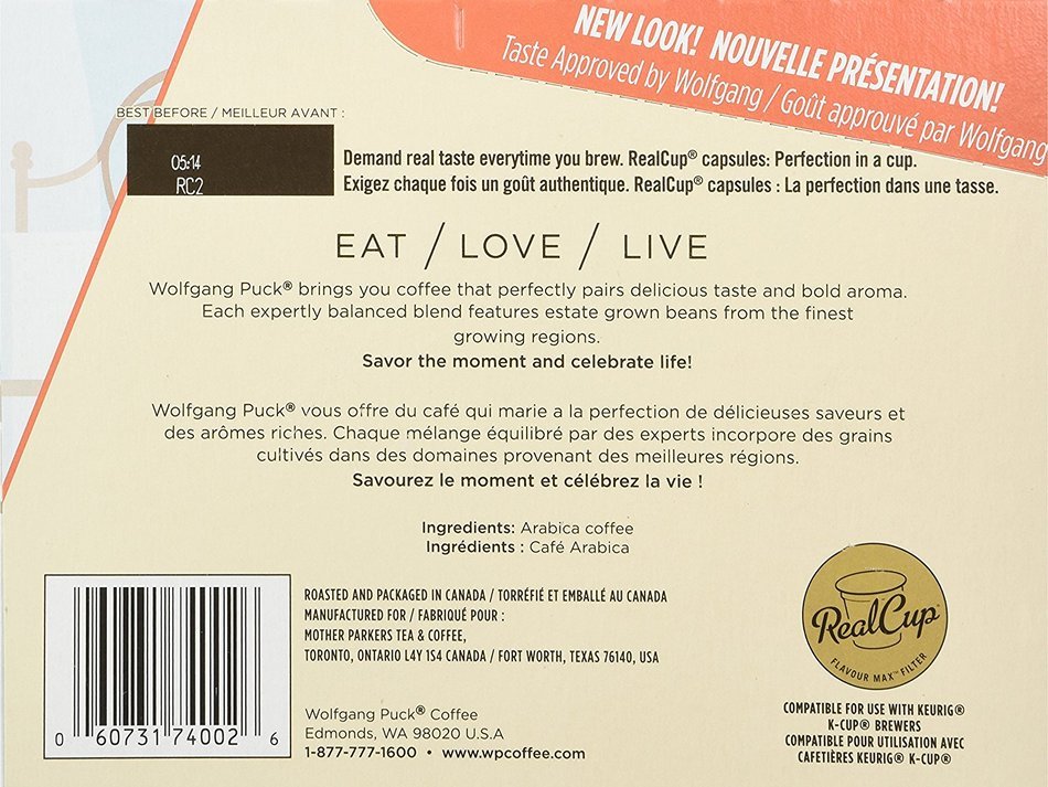 Wolfgang Puck Hawaiian Hazelnut Flavored Coffee Single Serve Cups for Keurig, 24 Count N14