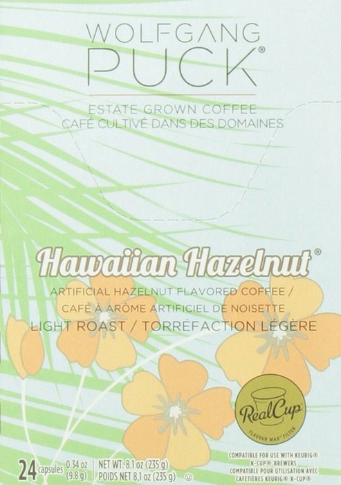 Wolfgang Puck Hawaiian Hazelnut Flavored Coffee Single Serve Cups for Keurig, 24 Count N17