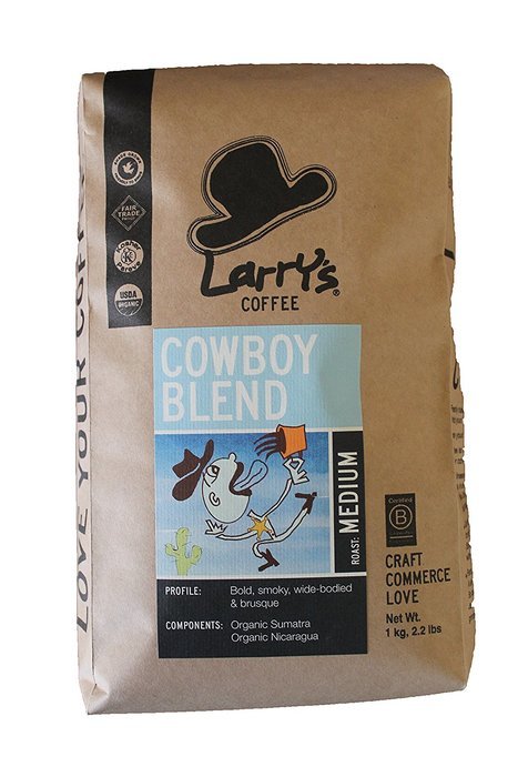 Larry's Coffee Organic Fair Trade Whole Bean, Cowboy Blend, 2.2 Pound