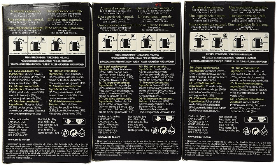 30 Nespresso Compatible Pods - Origen Tea Variety Pack: Black Citrus Tea, Marrakech Green Tea, Forest Fruit Tea... N2