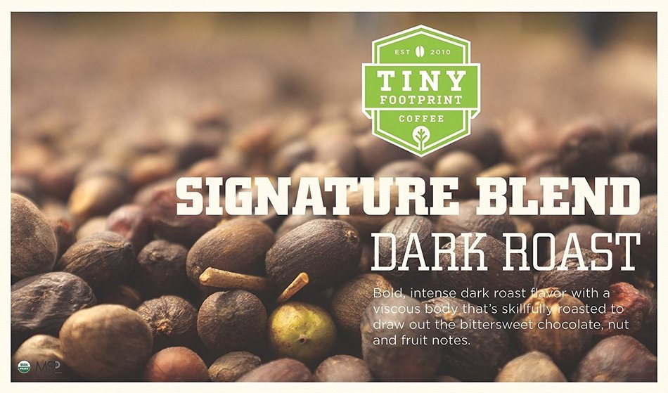 Tiny Footprint Coffee Organic Dark Roast Ground Coffee, 16-Ounce Bags (Pack of 2) N2