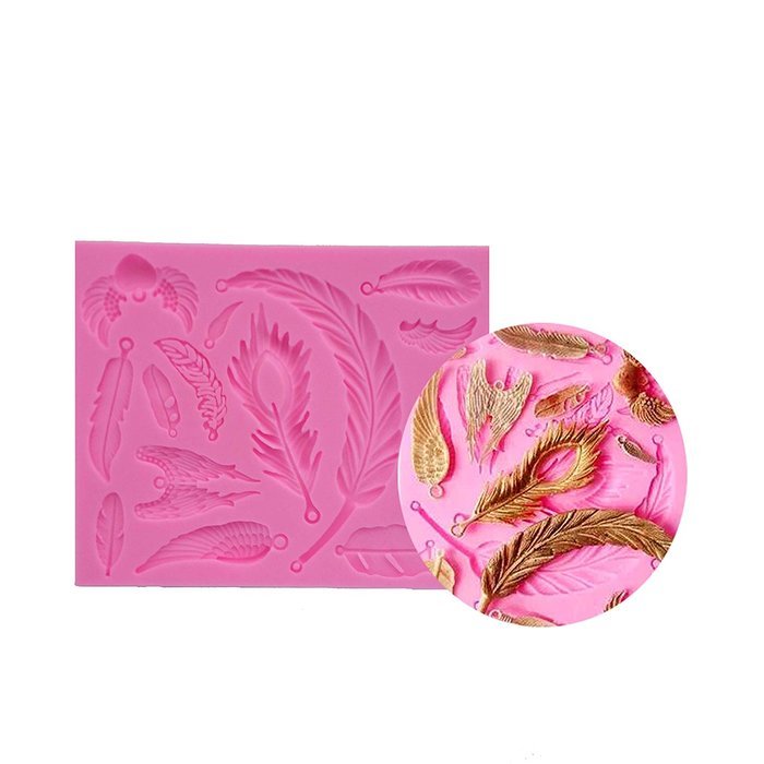 Wocuz WZ1240 Feather Shape Silicone Mold Fondant Mold Cupcake Cake Top Decoration Tool Cake Side Decorating Mold