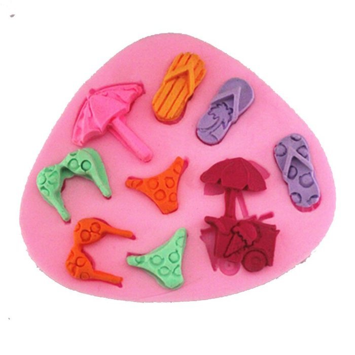 Longzang Beach Show Art Deco Silicone Mold Sugar Craft DIY Gumpaste Cake Decorating Clay
