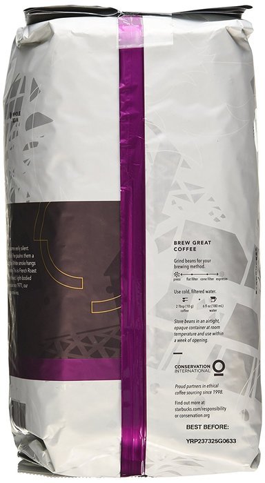 Starbucks French Roast Dark Whole Bean Coffee - 2 - 40 Oz Pack N2