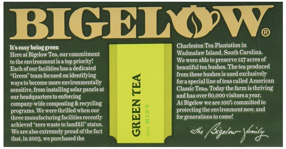 Bigelow Green Tea w/ Mint Tea Bags - 20 ct N4