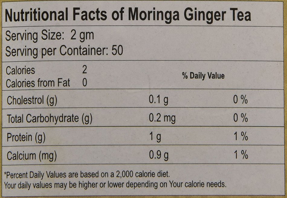 Moringa Ginger Tea - Loose Leaves Tea (100 Gms) - All Natural - No Preservative - No Artificial Flavors - Rich...