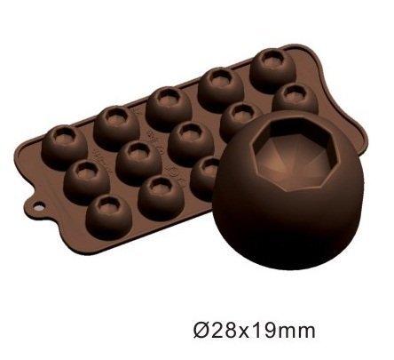 NY Cake Diamond Bon Bon Silicone Chocolate Mold, 15 Cavities
