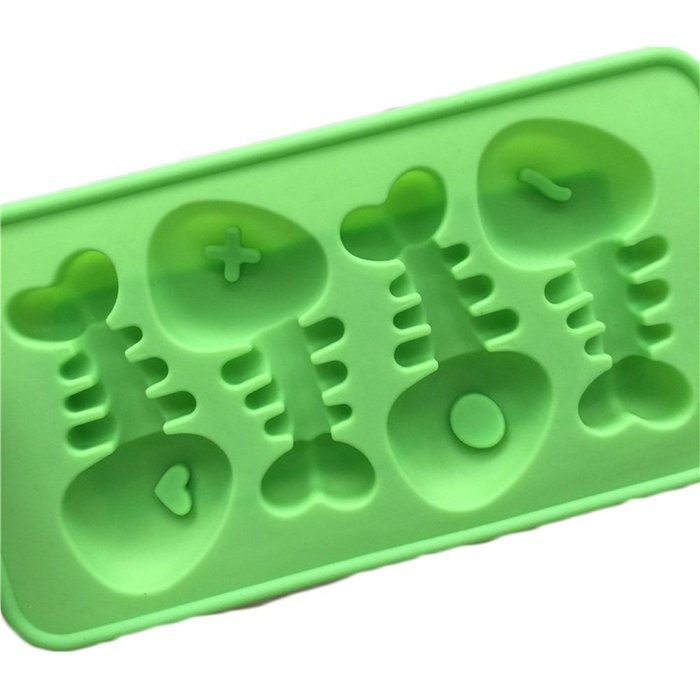 JLHua 4-cavity Cartoon Fish Bone Silicone Cake Candy Soap Decoration Mold Chocolate Ice cube Tray N2