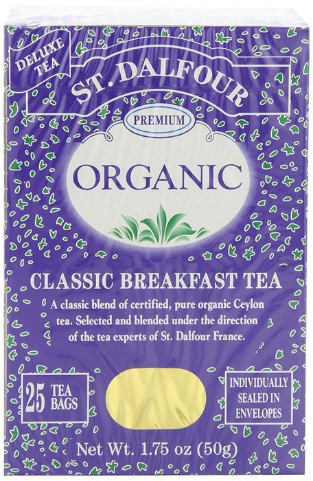 ST. DALFOUR Organic Tea, Tea Bags, Classic Breakfast, 1.75-Ounce Bags, 25-Count Boxes (Pack of 6)