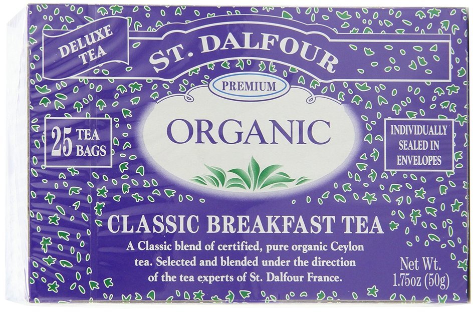 ST. DALFOUR Organic Tea, Tea Bags, Classic Breakfast, 1.75-Ounce Bags, 25-Count Boxes (Pack of 6) N2