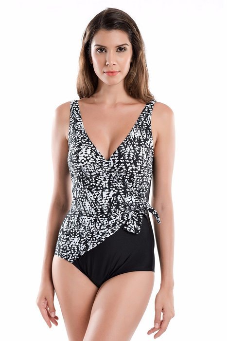 Delimira Women's One Piece Waist Minimizer V-neck Swimwear Beachwear Swimsuit Multicoloured Multicoloured #1 US 16 N2