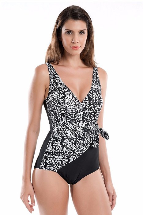 Delimira Women's One Piece Waist Minimizer V-neck Swimwear Beachwear Swimsuit Multicoloured Multicoloured #1 US 16 N3