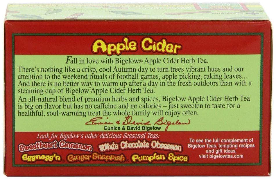 Bigelow Apple Cider Herbal Tea, 20-Count Boxes (Pack of 6)