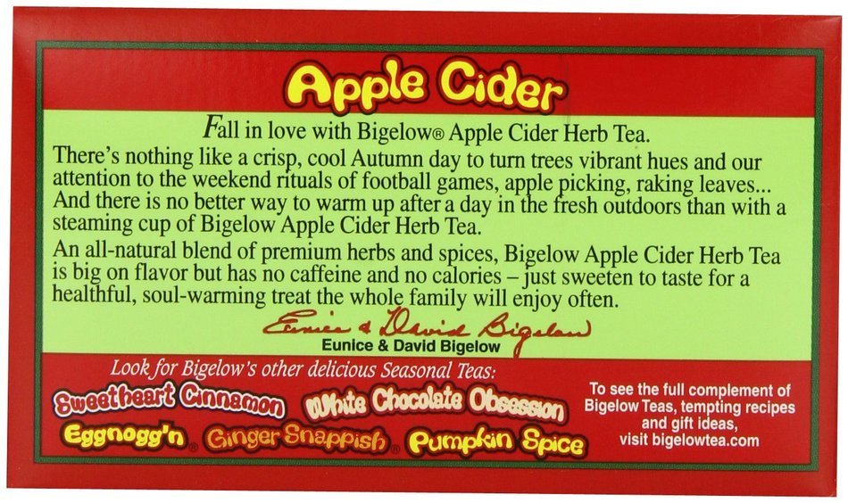 Bigelow Apple Cider Herbal Tea, 20-Count Boxes (Pack of 6) N2