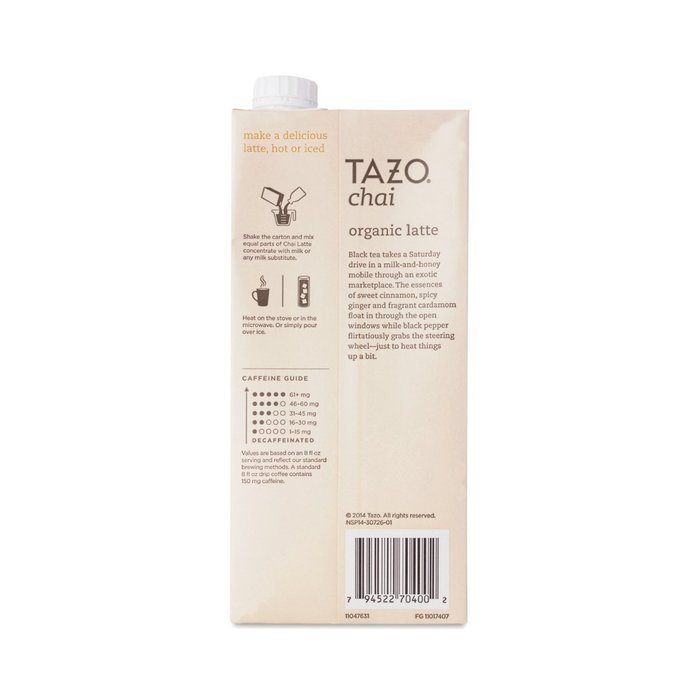Tazo Chai Organic Tea Latte Concentrate 32-ounce Boxes Pack of 3 N3