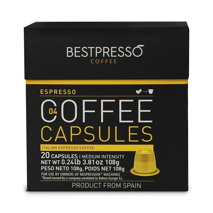 20 Bestpresso Nespresso Compatible Gourmet Coffee Capsules - Nespresso Pods Alternative: Espresso Blend Natural... N5