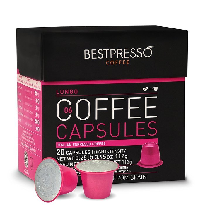 20 Bestpresso Nespresso Compatible Gourmet Coffee Capsules - Nespresso Pods Alternative: Espresso Blend Natural... N6