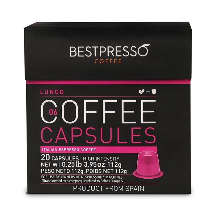 20 Bestpresso Nespresso Compatible Gourmet Coffee Capsules - Nespresso Pods Alternative: Espresso Blend Natural... N8