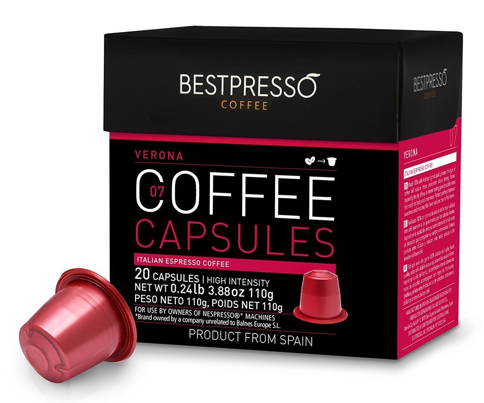 20 Bestpresso Nespresso Compatible Gourmet Coffee Capsules - Nespresso Pods Alternative: Espresso Blend Natural... N14