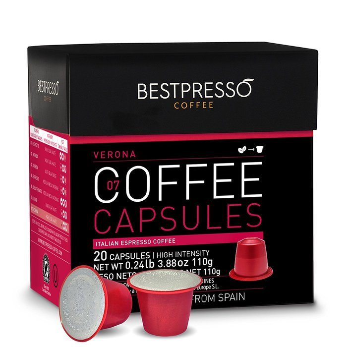 20 Bestpresso Nespresso Compatible Gourmet Coffee Capsules - Nespresso Pods Alternative: Espresso Blend Natural... N15