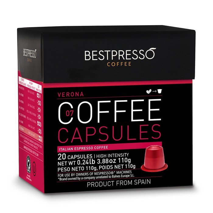 20 Bestpresso Nespresso Compatible Gourmet Coffee Capsules - Nespresso Pods Alternative: Espresso Blend Natural... N16