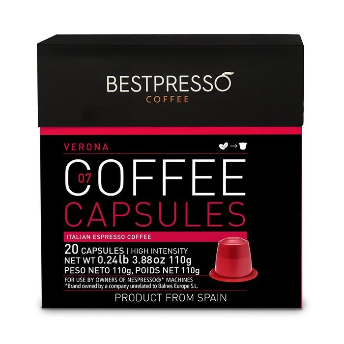 20 Bestpresso Nespresso Compatible Gourmet Coffee Capsules - Nespresso Pods Alternative: Espresso Blend Natural... N18