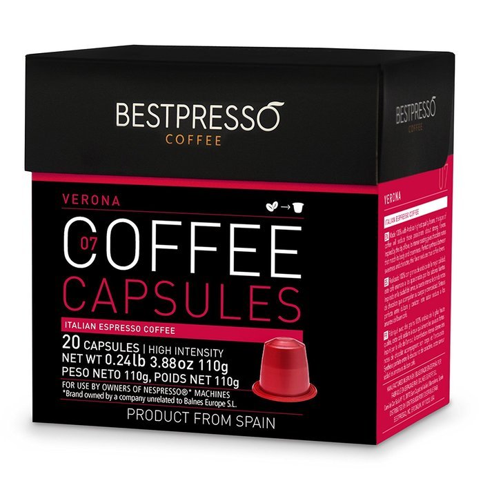20 Bestpresso Nespresso Compatible Gourmet Coffee Capsules - Nespresso Pods Alternative: Espresso Blend Natural... N19