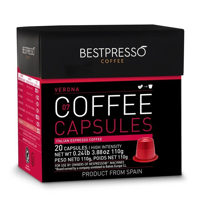20 Bestpresso Nespresso Compatible Gourmet Coffee Capsules - Nespresso Pods Alternative: Espresso Blend Natural... N20