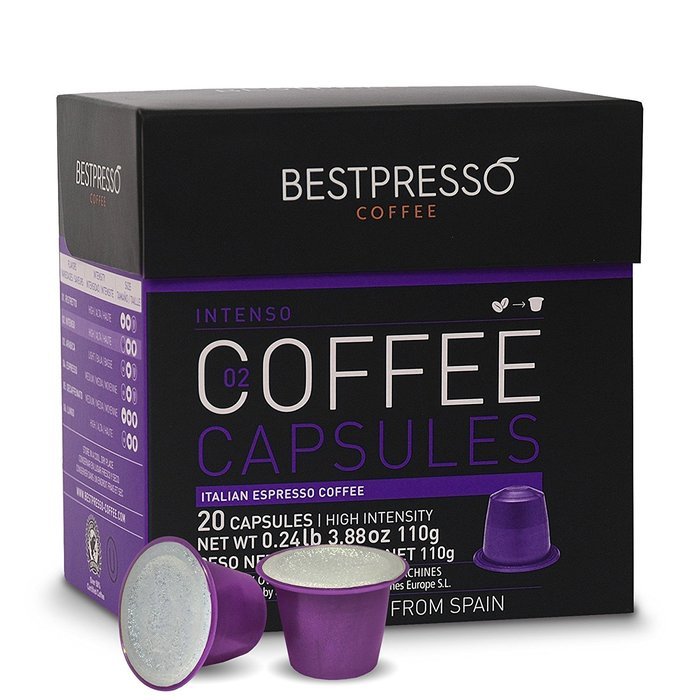 20 Bestpresso Nespresso Compatible Gourmet Coffee Capsules - Nespresso Pods Alternative: Espresso Blend Natural... N21