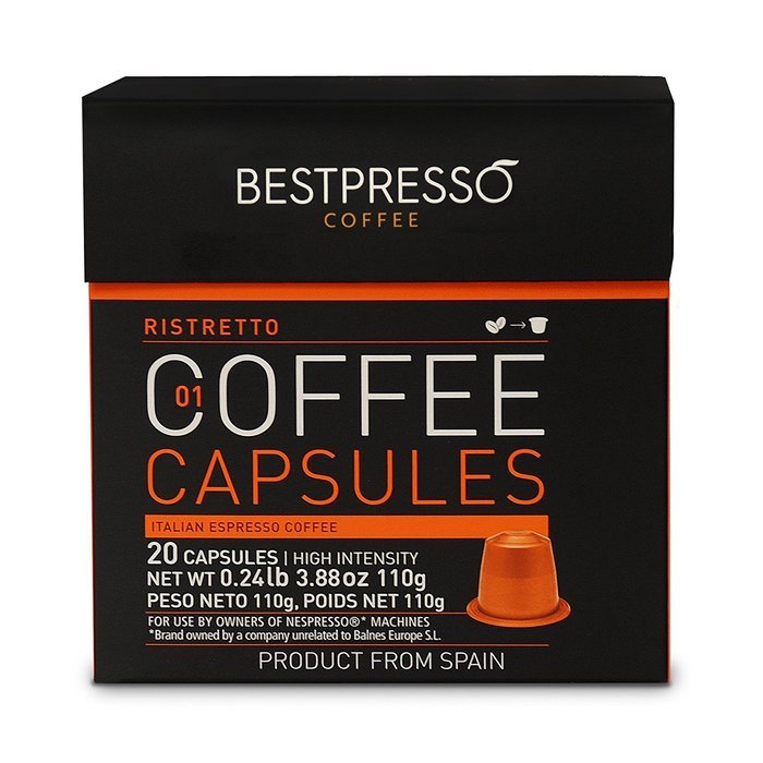 20 Bestpresso Nespresso Compatible Gourmet Coffee Capsules - Nespresso Pods Alternative: Espresso Blend Natural... N26