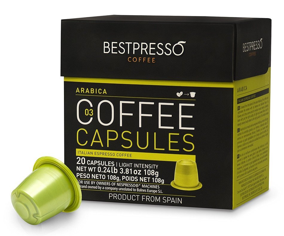 20 Bestpresso Nespresso Compatible Gourmet Coffee Capsules - Nespresso Pods Alternative: Espresso Blend Natural... N27