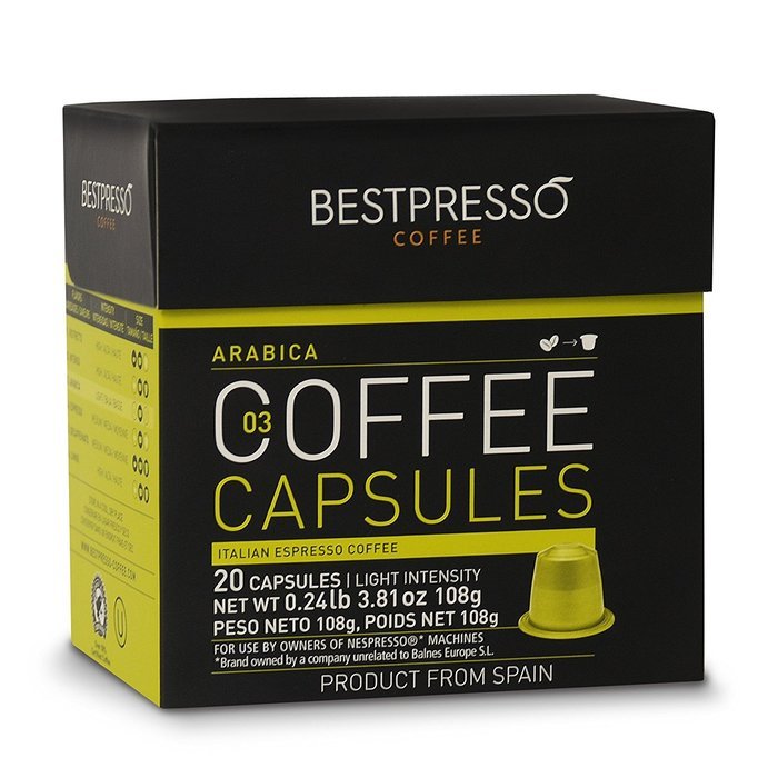 20 Bestpresso Nespresso Compatible Gourmet Coffee Capsules - Nespresso Pods Alternative: Espresso Blend Natural... N29