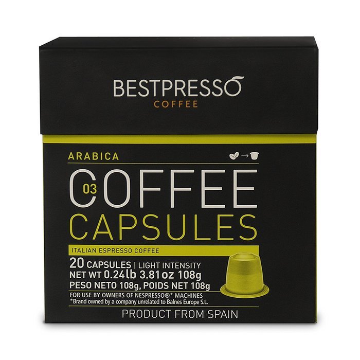 20 Bestpresso Nespresso Compatible Gourmet Coffee Capsules - Nespresso Pods Alternative: Espresso Blend Natural... N30