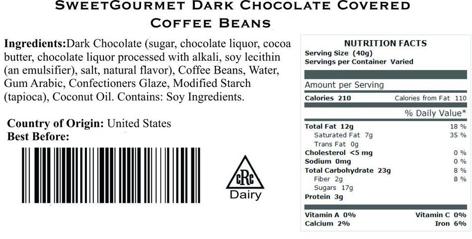SweetGourmet Dark Chocolate Espresso Coffee Beans, 16 Oz N3
