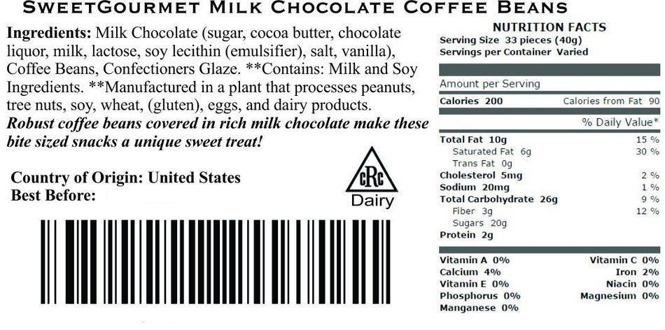 SweetGourmet Dark Chocolate Espresso Coffee Beans, 16 Oz N5
