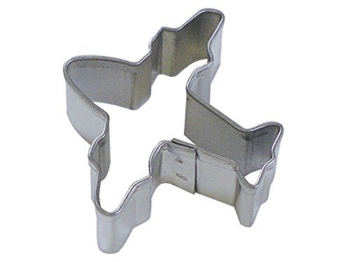 CybrTrayd R&M Airplane Tinplated Steel Cookie Cutter, Mini, Silver, Bulk Lot of 12