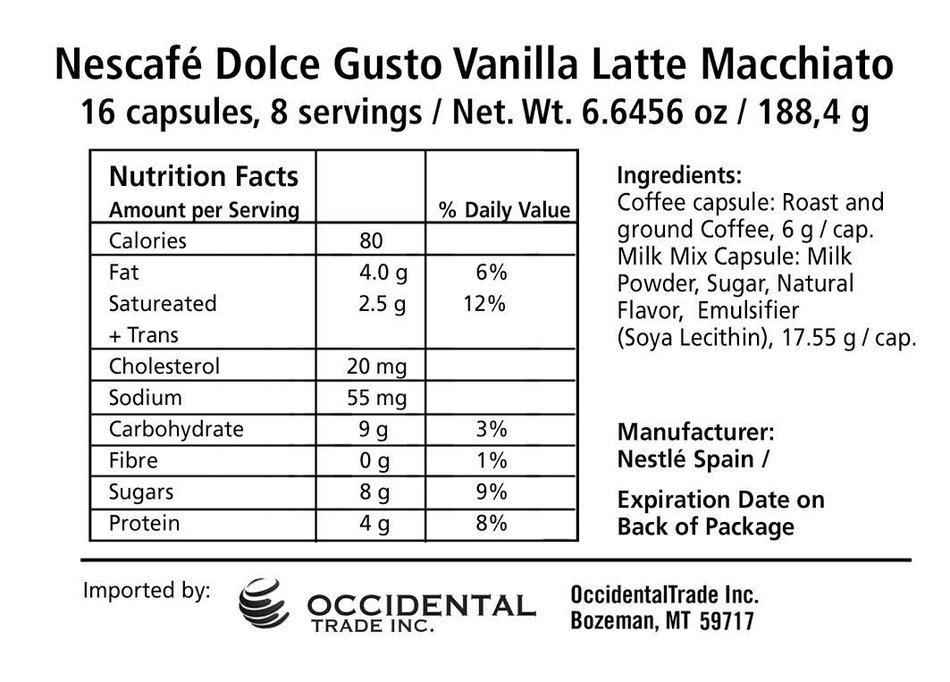 Nescafe Dolce Gusto for Nescafe Dolce Gusto Brewers, Vanilla Latte Macchiato, 16 Count N2