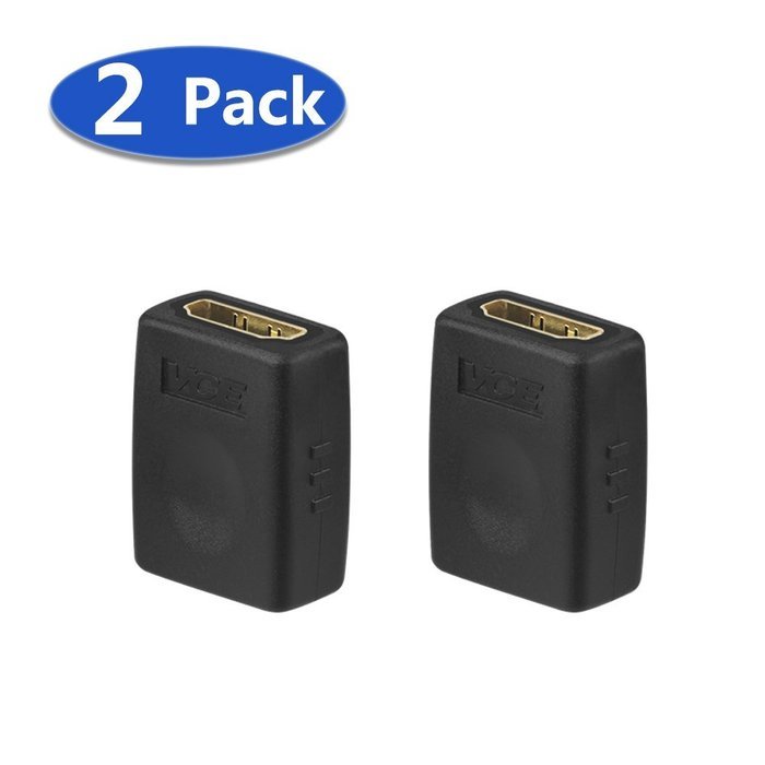 VCE (2 PACK) HDMI Female to Female Adapter Gold Plated High Speed HDMI Female Coupler 3D&4K Resolution