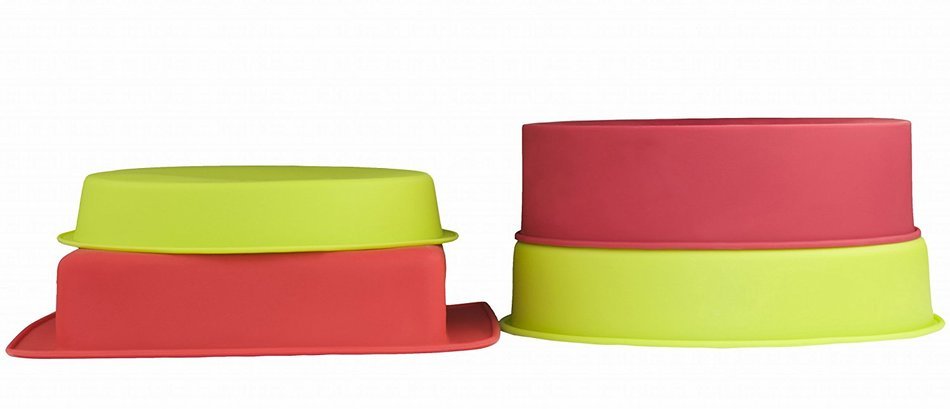 Cook Classics Silicone Bakeware Set - Set of 4 Nonstick Specialty Square & Round Cake Pans and Molds for Home,... N3
