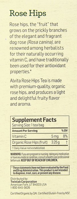 Alvita Organic Rose Hips Herbal Tea Bags, 24 Count N4