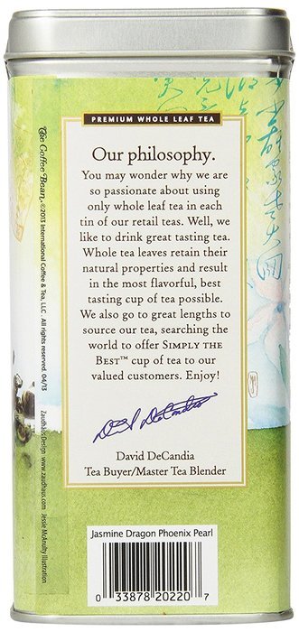 The Coffee Bean & Tea Leaf, Tea, Jasmine Dragon Phoenix Pearl, 20 Count Tin, 2.11oz N3