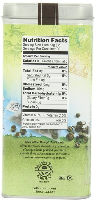 The Coffee Bean & Tea Leaf, Tea, Jasmine Dragon Phoenix Pearl, 20 Count Tin, 2.11oz N13