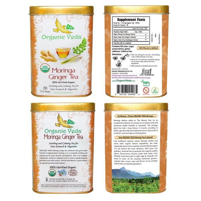 Organic Moringa Weight Loss Tea (28 Potent Tea Bags). Herbal Tea with Weight Loss properties. USDA Certified Organic... N11