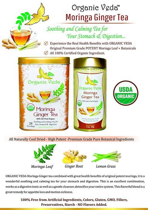 Organic Moringa Weight Loss Tea (28 Potent Tea Bags). Herbal Tea with Weight Loss properties. USDA Certified Organic... N12